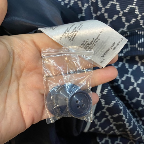 LONG TALL SALLY Size 10US Navy Blue White Trench Coat Belted Jacket UK RARE FIND - Picture 9 of 12